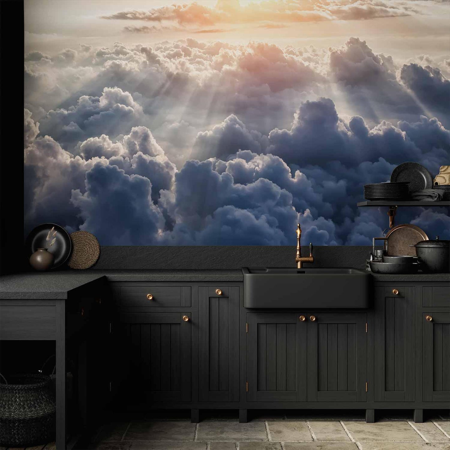 Fototapete Wandel in den Wolken - Himmlische Komposition mit sanften Wolkenformationen