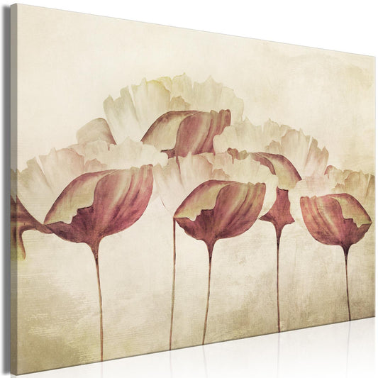 Leinwandbild - Flowers in Beige (1 Part) Wide Artgeist