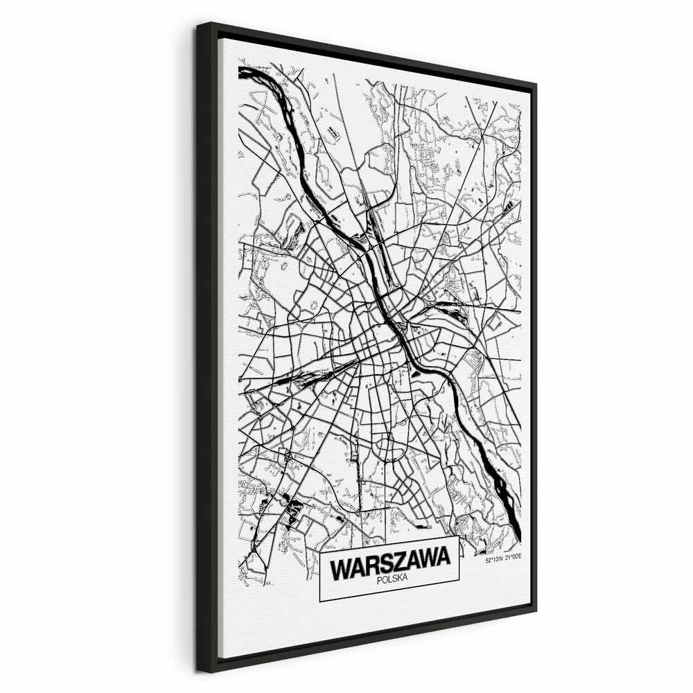 Leinwandbild - City Plan: Warszawa (1 Part) Vertical