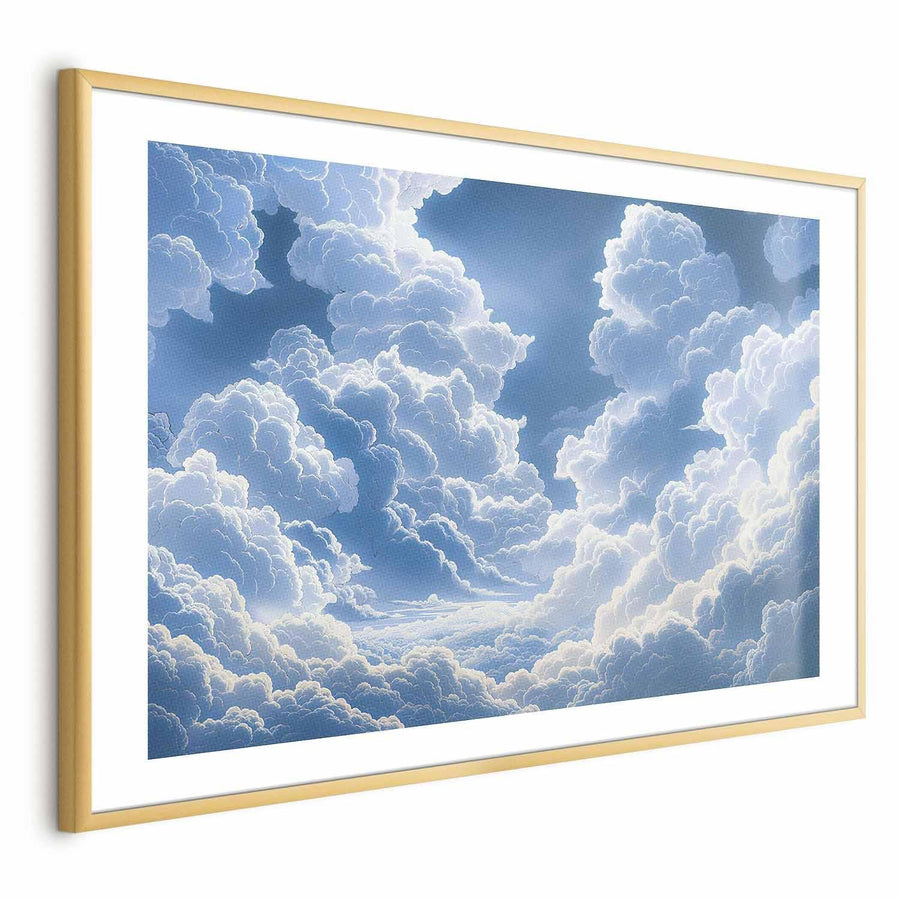 Poster - Blue Sky Breaking Through White, Fluffy Clouds Artgeist
