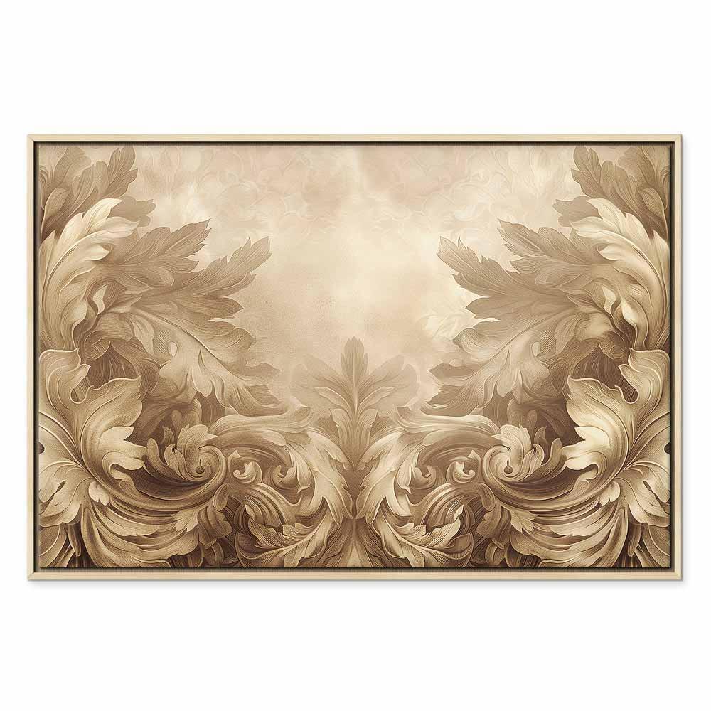 Leinwandbild - Carved Baroque Ornaments Rich Composition in Sepia Colors