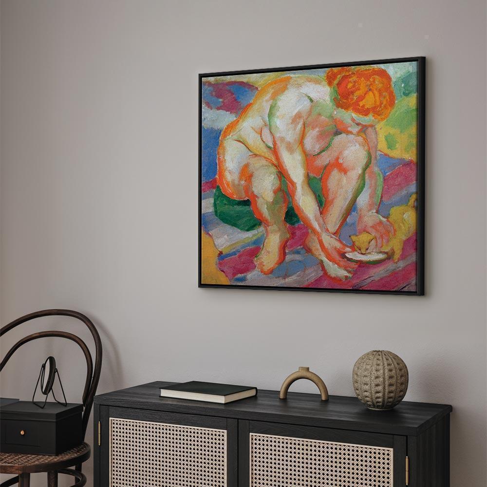 Leinwandbild - Franz Marc – Nude with cat