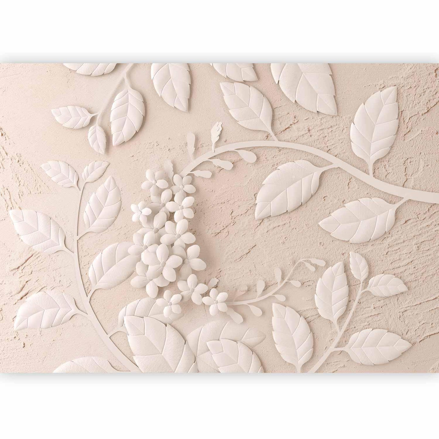 Fototapete „Paper Flowers Beige“ – Blumige Eleganz in zarten Tönen