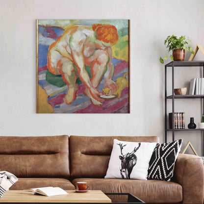 Leinwandbild - Nude with cat (Franz Marc) Artgeist
