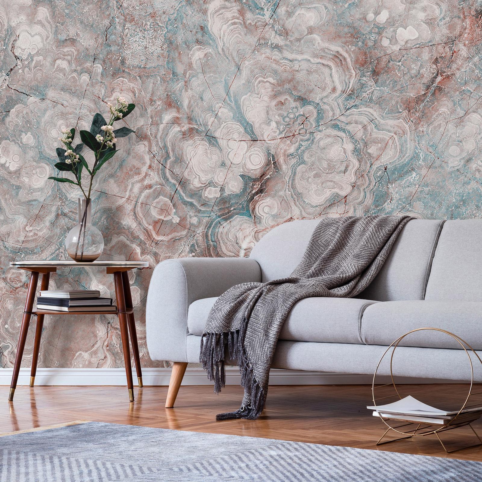 Fototapete - Marble Flowers - Natural Stone Structures in Pastel Colours Artgeist