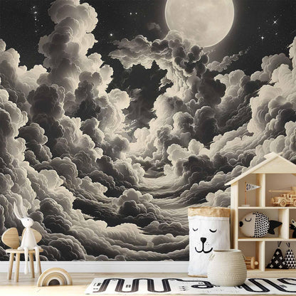 Fototapete - Moon and Stars Singing Among the Great Clouds Artgeist
