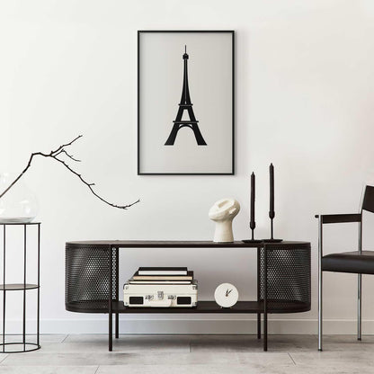 Poster - Eiffel Tower Simple Black-and-White Graphic Artgeist