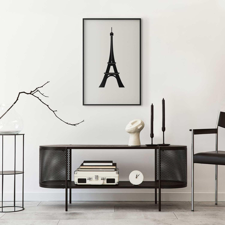 Poster - Eiffel Tower Simple Black-and-White Graphic Artgeist
