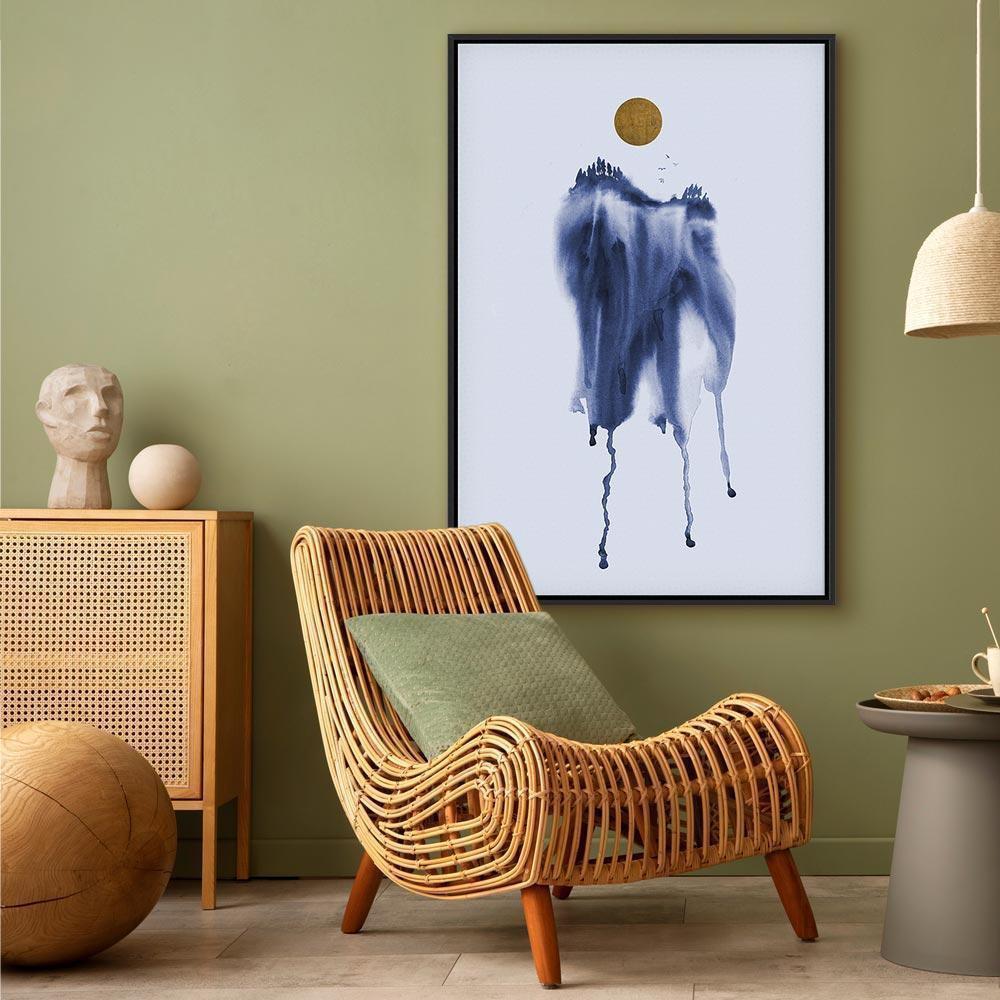 Leinwandbild - Forest in Watercolors (1-part) - Blue Hue Landscape Abstraction