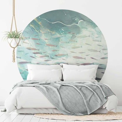 Runde Fototapete - School of small fish