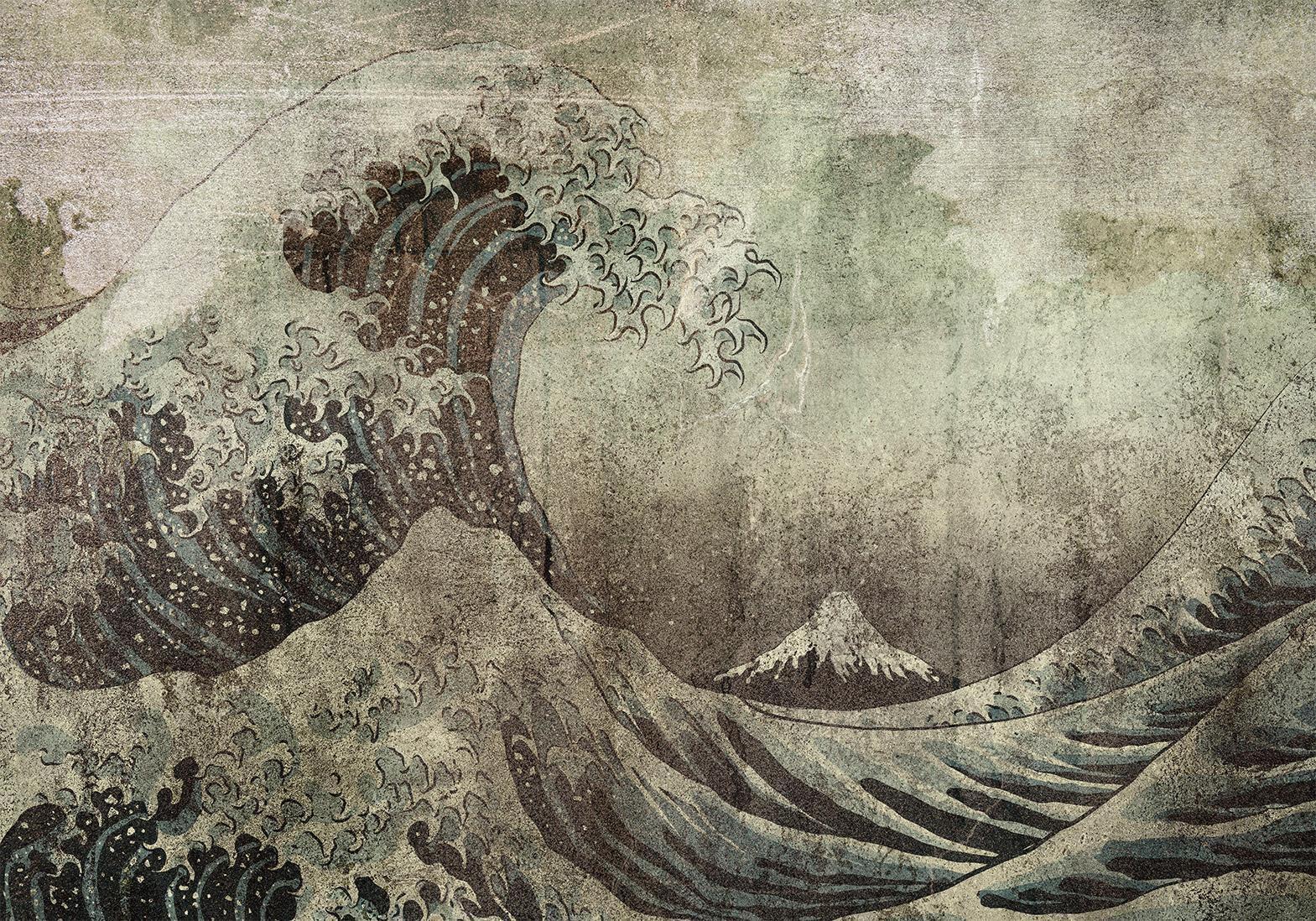 Fototapete - Great wave in Kanagwa in retro style - landscape of rough sea Artgeist