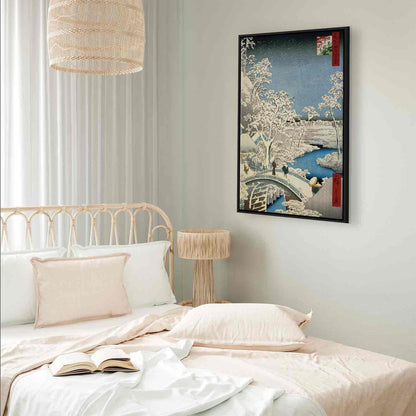 Leinwandbild - Utagawa Hiroshige – Drum bridge and Setting Sun Hill at Meguro