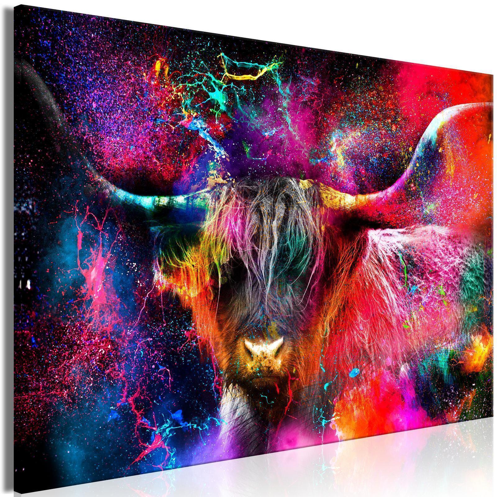 Leinwandbild - Colorful Bull (1 Part) Wide Artgeist