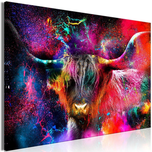 Leinwandbild - Colorful Bull (1 Part) Wide Artgeist