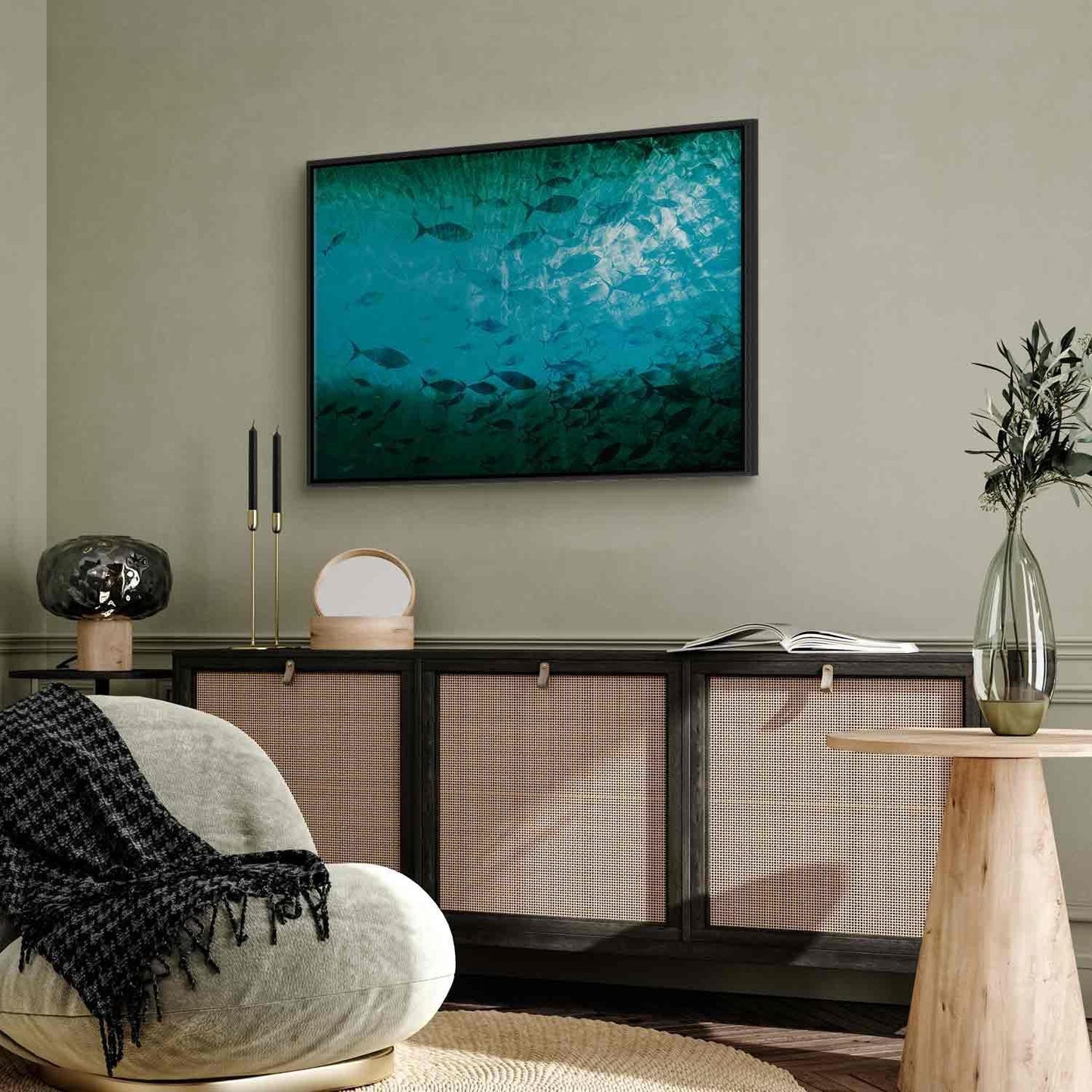 Leinwandbild - A shoal of dark fish