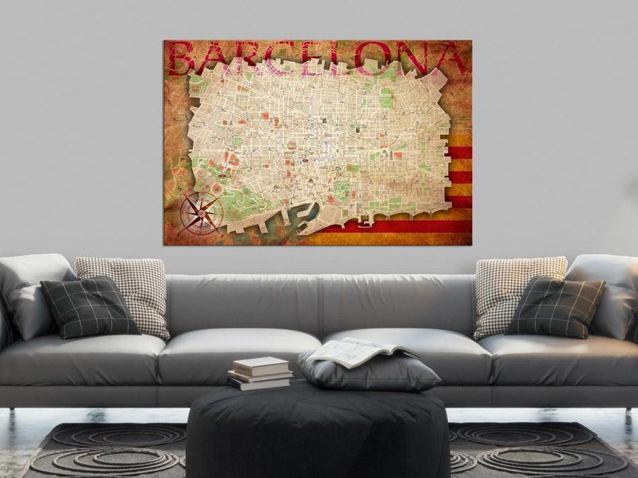 Korkbild - Map of Barcelona Artgeist
