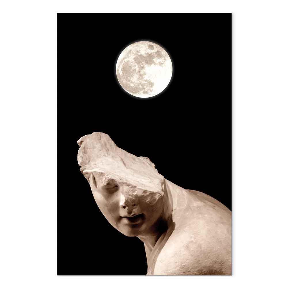 Leinwandbild - Moon and Statue (1 Part) Vertical