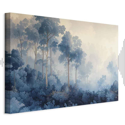 Leinwandbild - Landscape with Trees in Illustrative Style Fairy-Tale Blue Forest