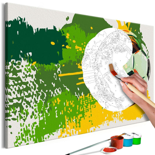 Wandbild zum Ausmalen Football Emotions - Fußball Emotionen Malen nach Zahlen Set mit Leinwand, Farben und Pinseln