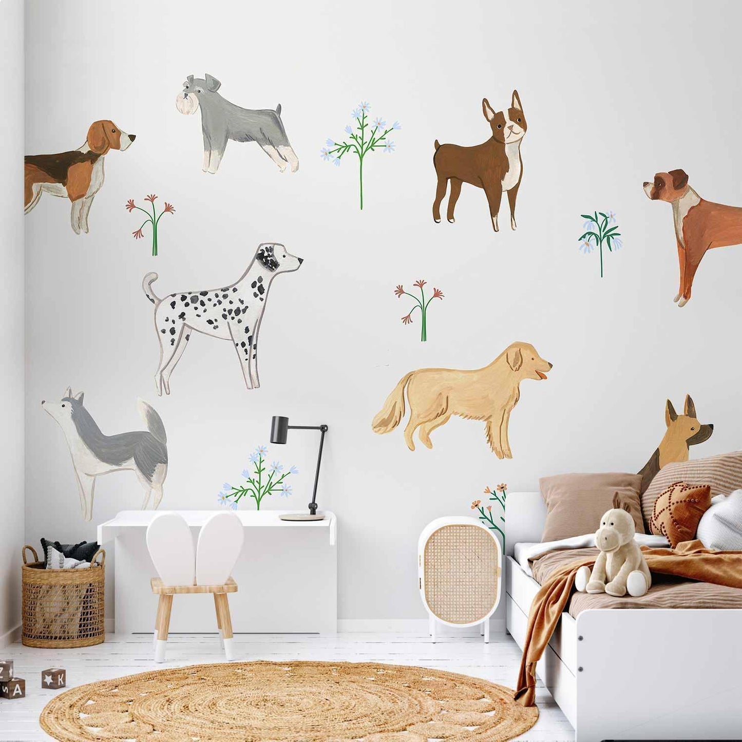 Fototapete Doggies – Liebevolle Hundeillustration für Kinderzimmer
