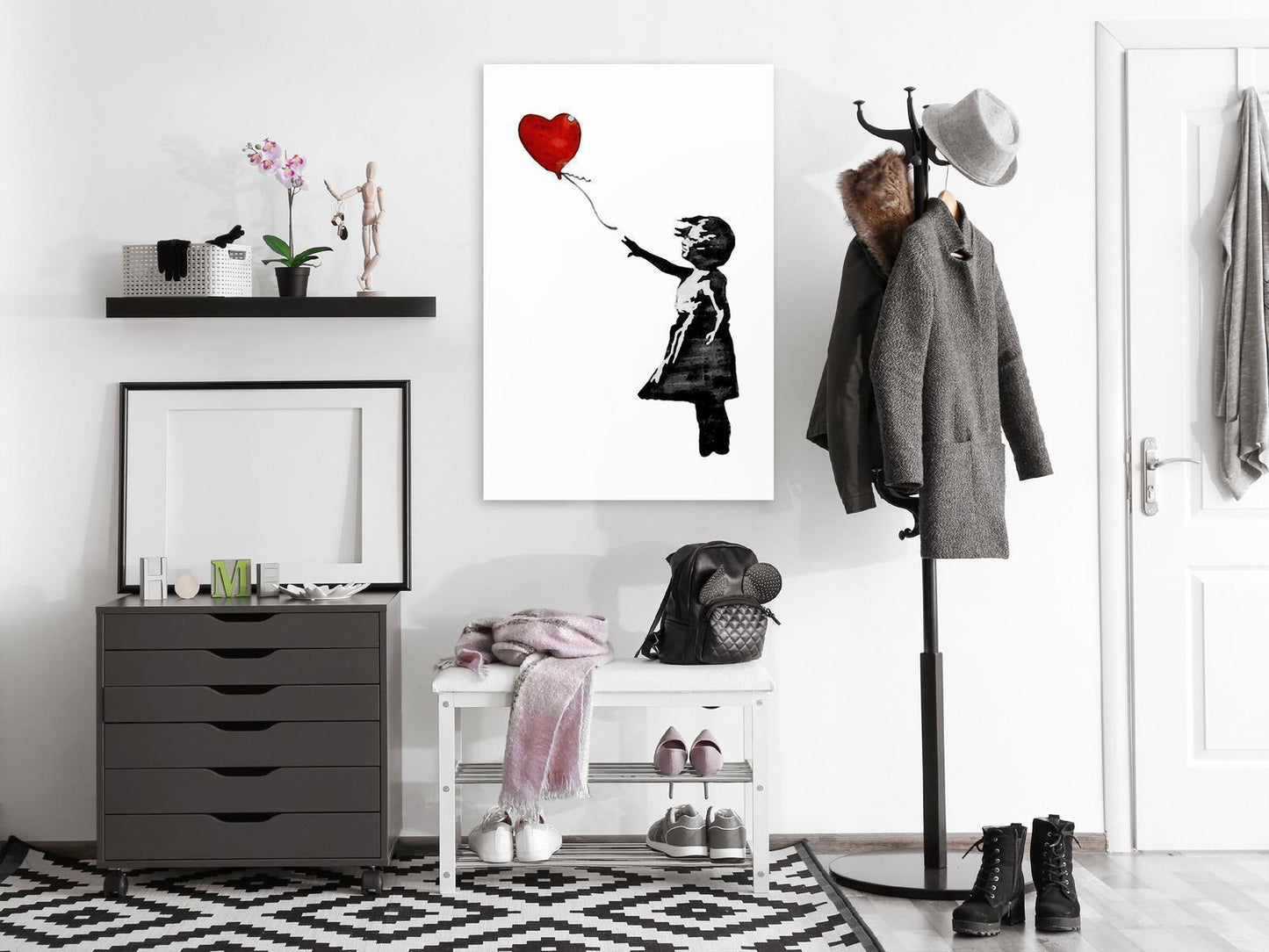 Leinwandbild - Banksy: Girl with Balloon (1 Part) Vertical Artgeist