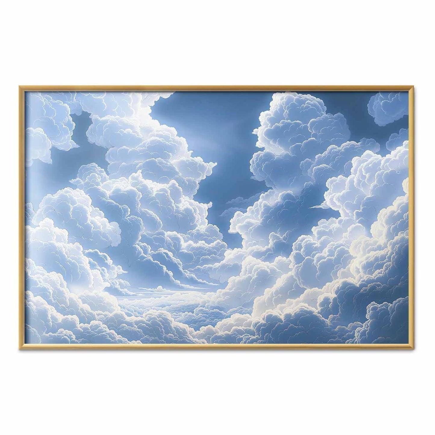 Poster - Blue Sky Breaking Through White, Fluffy Clouds