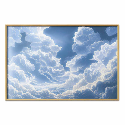 Poster - Blue Sky Breaking Through White, Fluffy Clouds