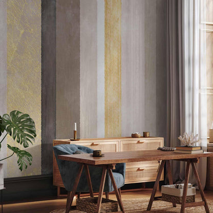 Fototapete - Striped pattern - abstract background in various stripes with gold pattern