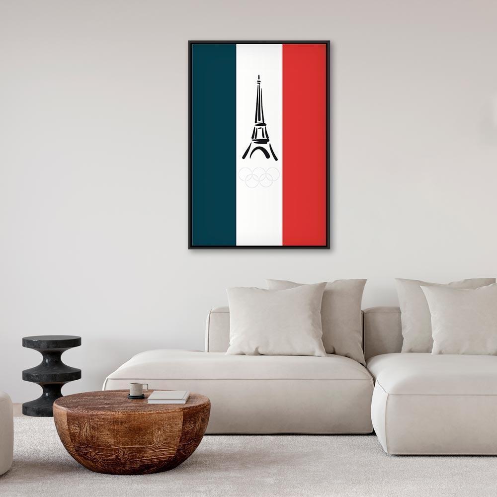 Leinwandbild - French Flag With Graphic Eiffel Tower