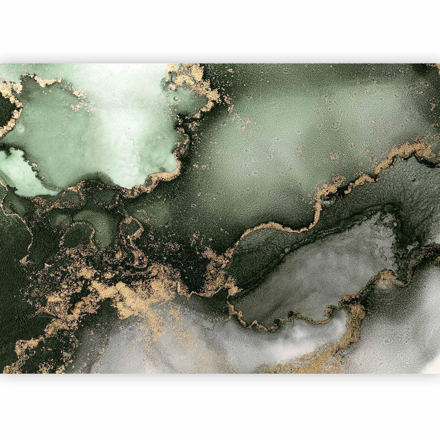 Fototapete - Green Watercolour - Abstraction Inspired by Marble Structure Artgeist