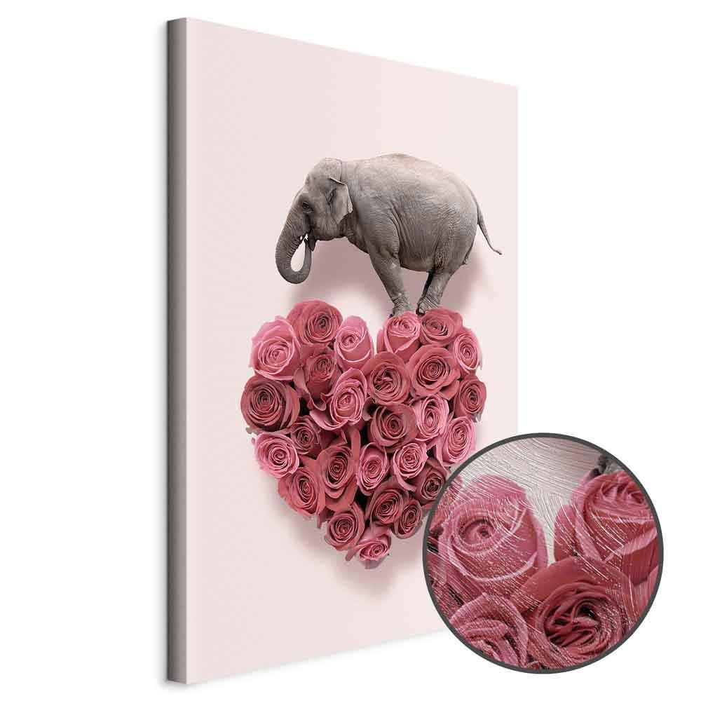 Leinwandbild - Elephant Lover (1-part) - Elephant Amid Pink Flowers