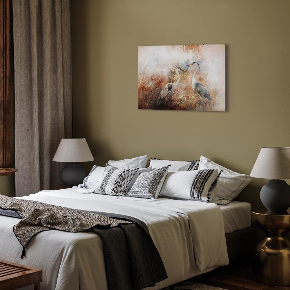 Leinwandbild - Herons on the Hunt (1 Part) Wide