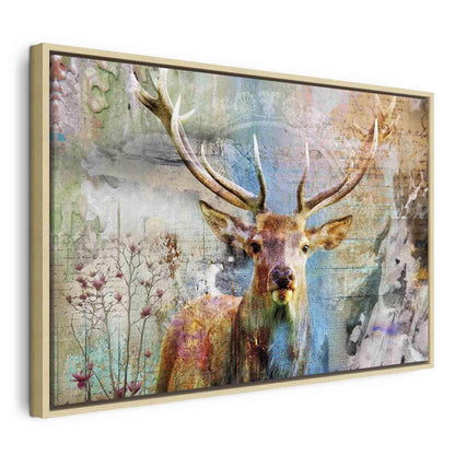 Leinwandbild Hirsch auf Holz – Rustikales Waldmotiv mit Naturcharme