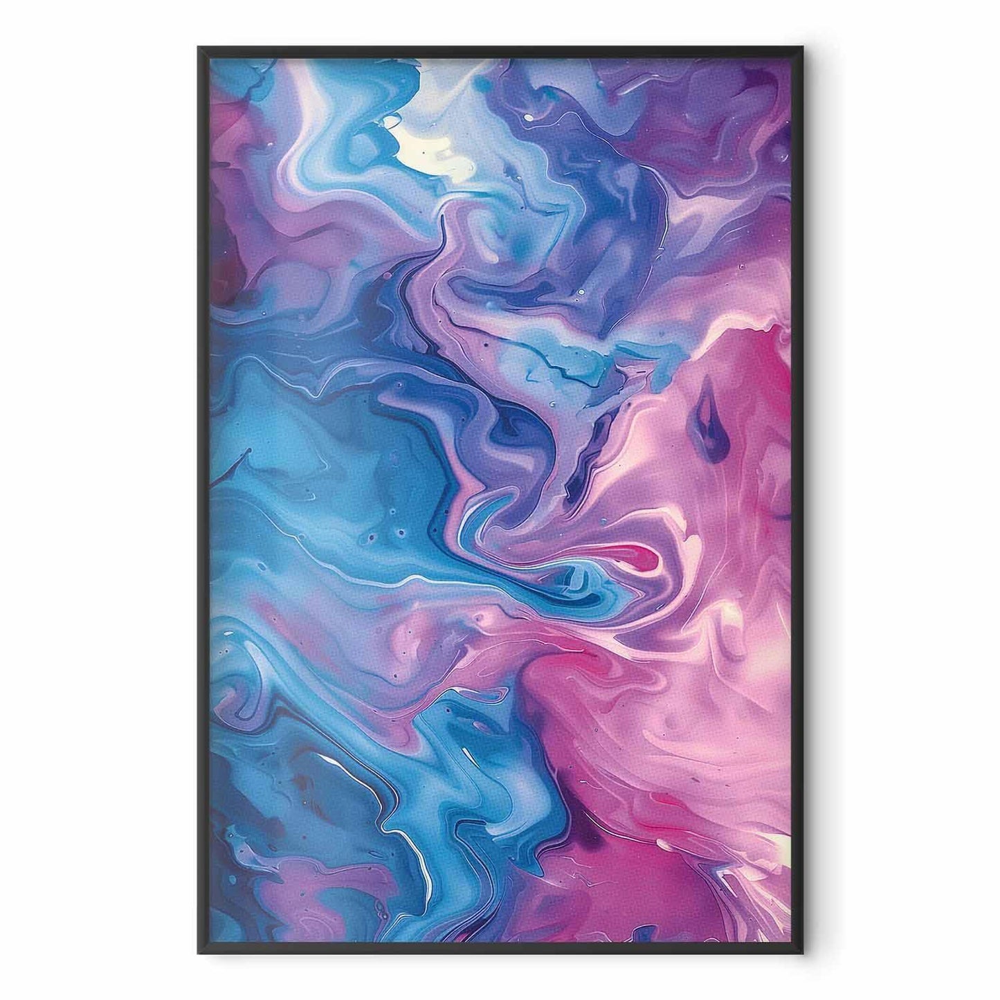 Poster - Night Flows - abstract waves in shades of blue and purple