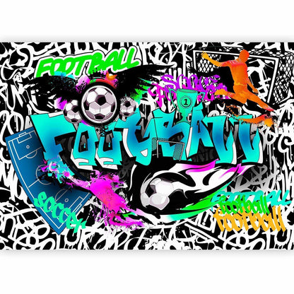 Detailansicht sportliche Graffiti-Elemente auf Tapete

