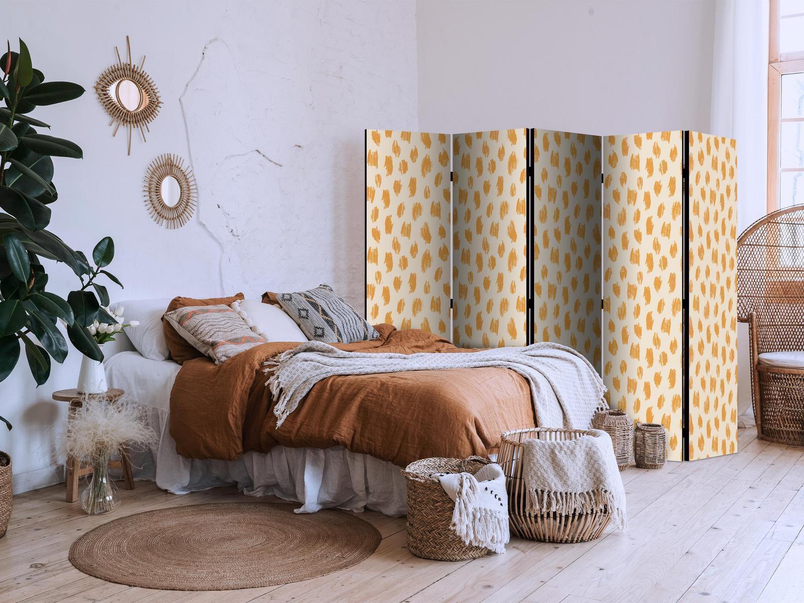 Paravent - Drawn Pattern in Spots and Dots - in Shades of Orange and Ecru Artgeist
