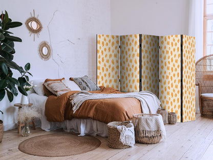 Paravent - Drawn Pattern in Spots and Dots - in Shades of Orange and Ecru Artgeist