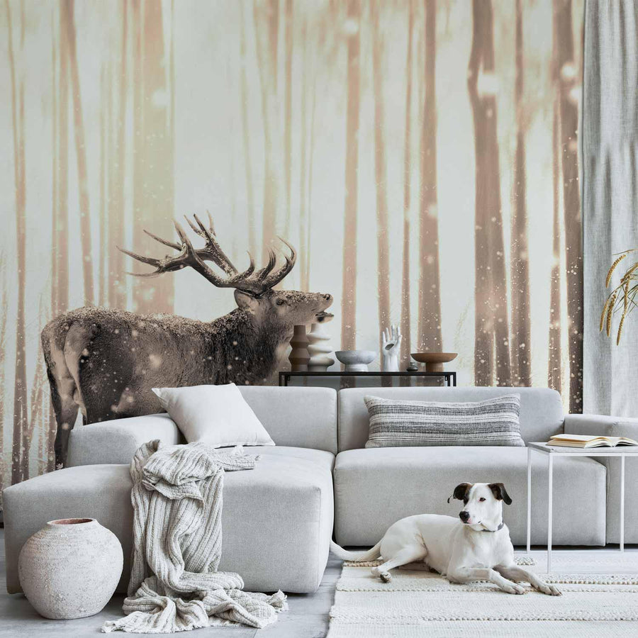 Fototapete - Deer in the Snow (Sepia) Artgeist