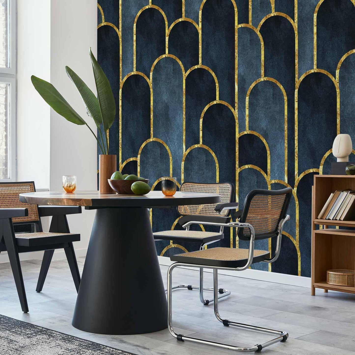 Fototapete - Gold and Navy Blue Pattern