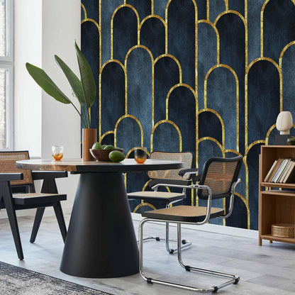 Fototapete - Gold and Navy Blue Pattern