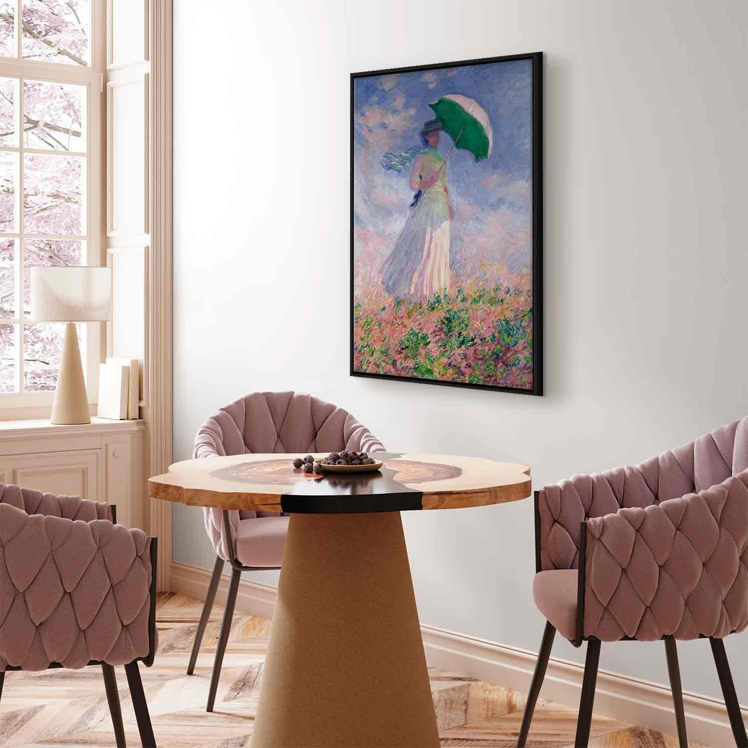 Leinwandbild - Woman with a Parasol, facing right Artgeist