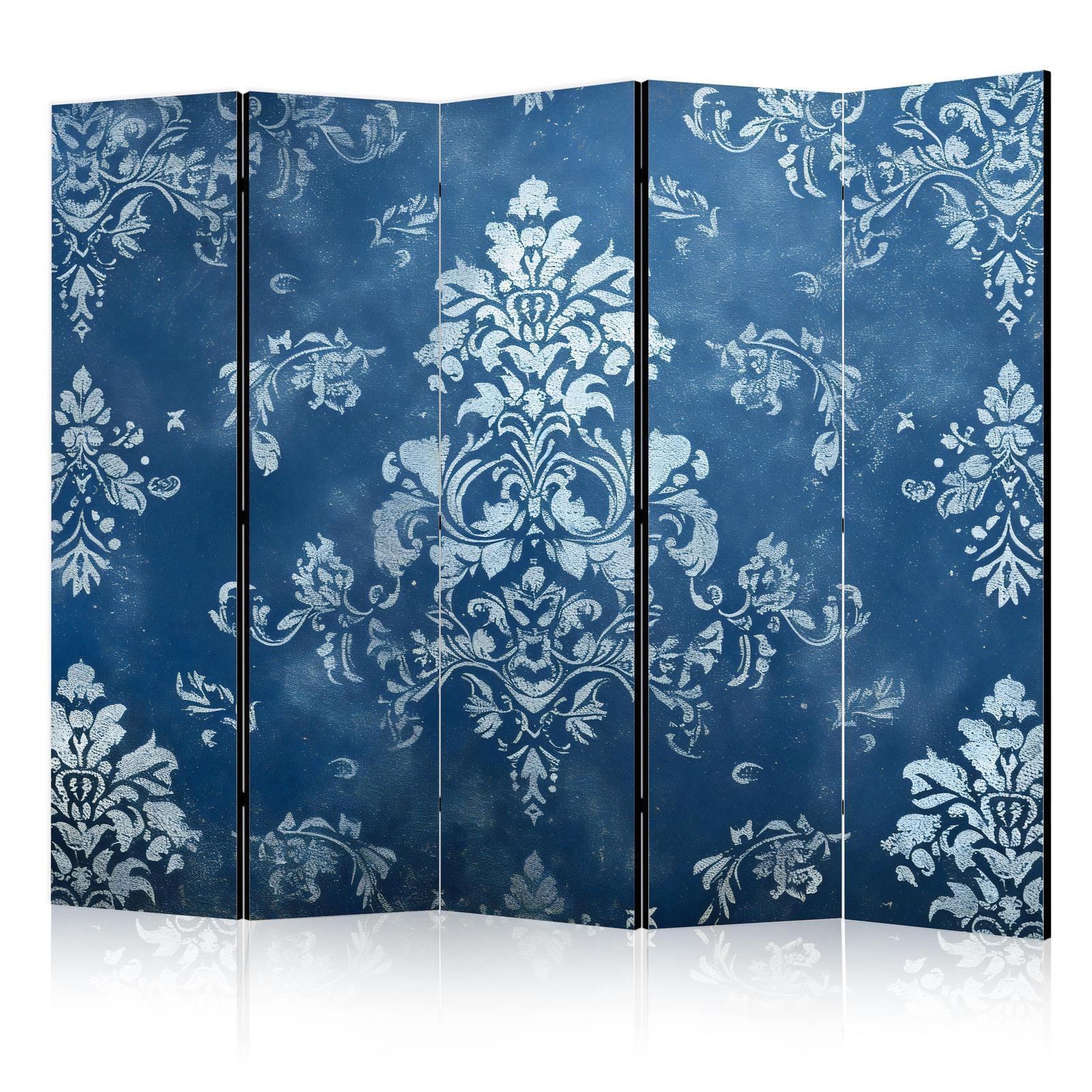 Paravent - Retro Ornament - Decorative Motif in Rubbed Blues Artgeist