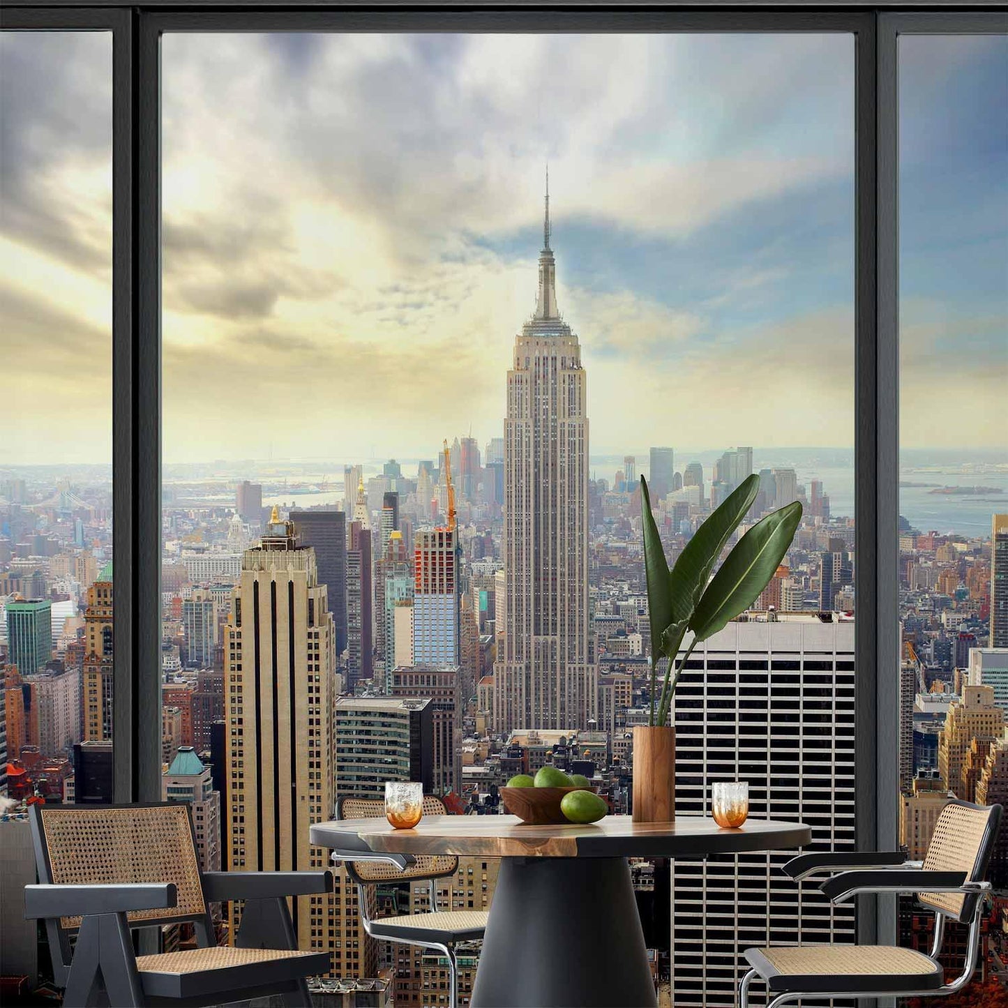 Fototapete - City behind glass