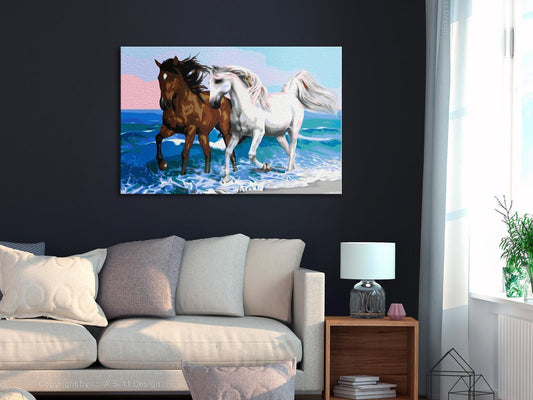 Malen nach Zahlen - Horses at the Seaside