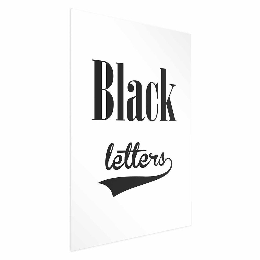 Poster – Black Letters design with bold typography on a white background.