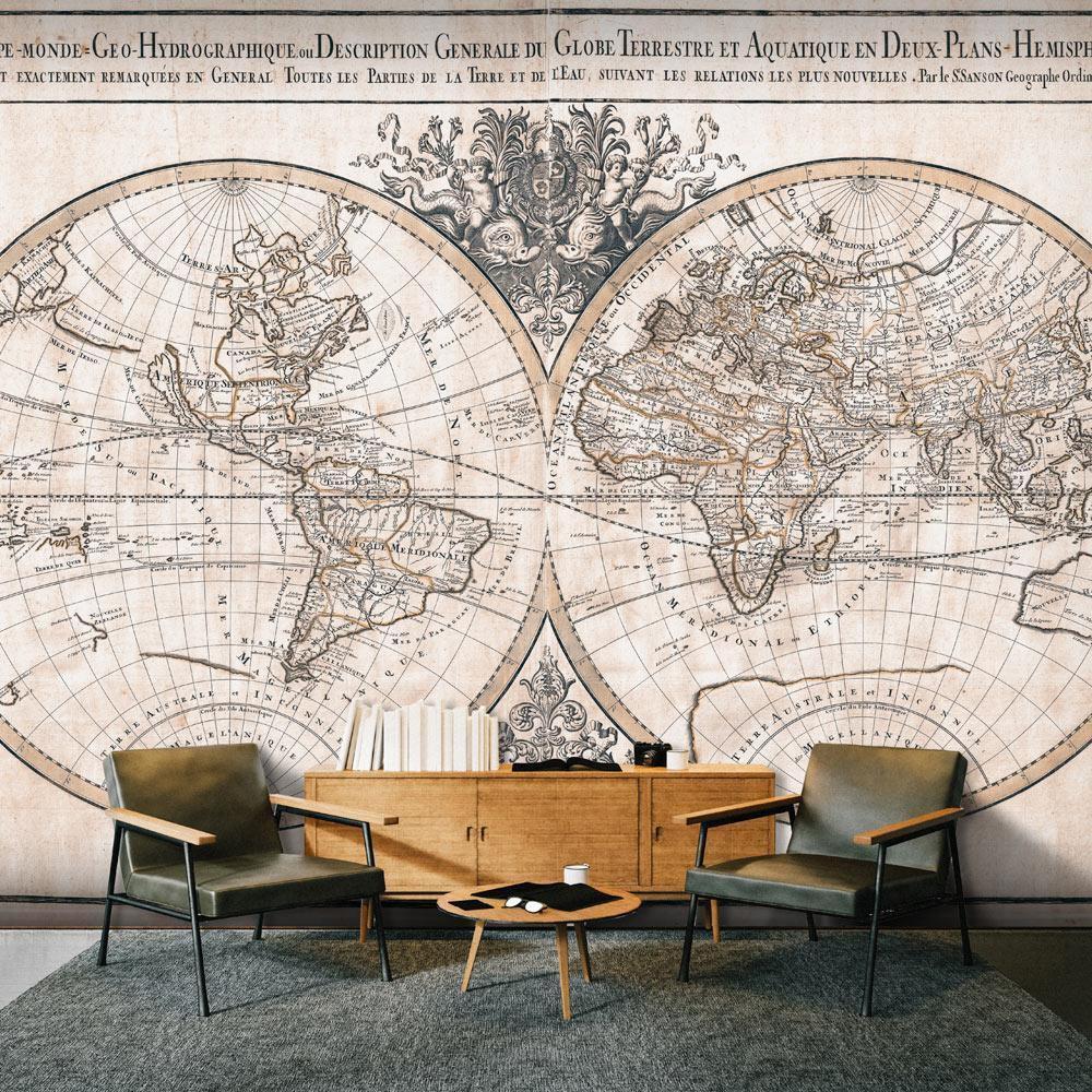 Fototapete - Mappe-Monde Geo-Hydrographique Artgeist