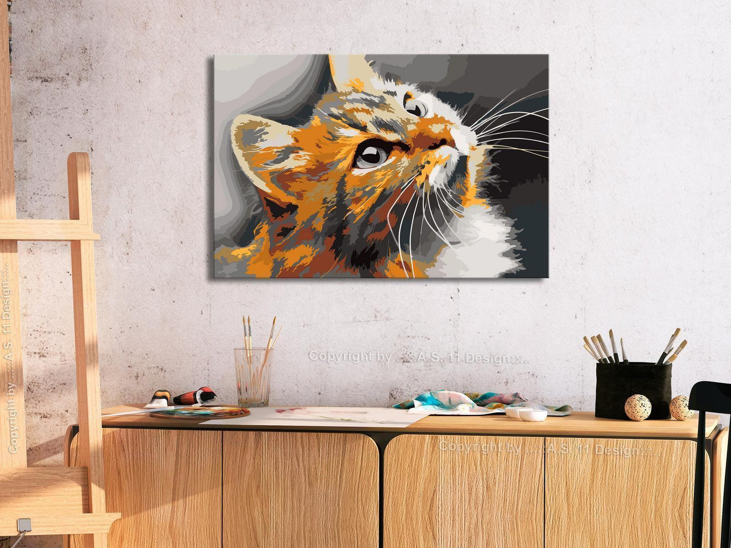 Malen nach Zahlen Red Cat - Detailansicht des charmanten Katzen-Motivs