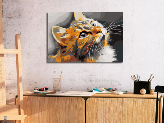 Malen nach Zahlen Red Cat - Detailansicht des charmanten Katzen-Motivs