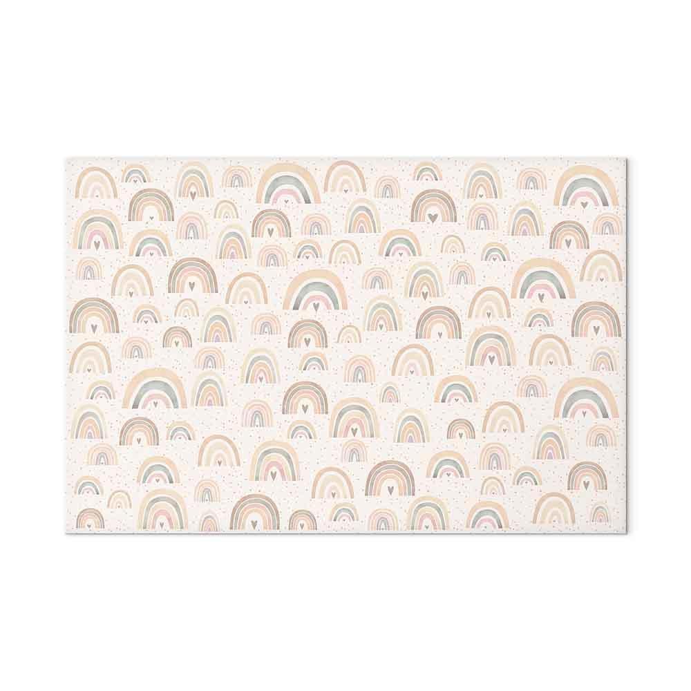 Leinwandbild - Spring - Pastel Rainbows with Hearts on a Rainy Day