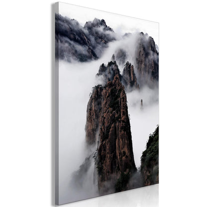 Leinwandbild - High Mountains in Mist (1-part) - Landscape of Clouds Amid Rocks Artgeist